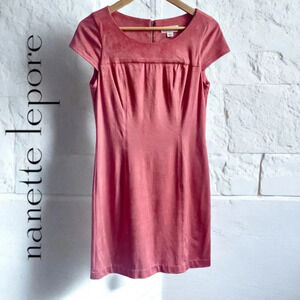 88%OFF❣️Nanette Lepore Coral Pink Faux Suede Cap Sleeve Mini Dress, 6, Like NEW